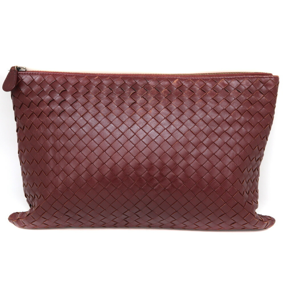 Bottega Veneta clutch bag leather Burgundy Red
